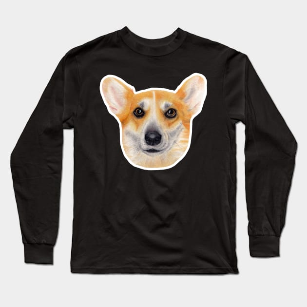 Corgi face Long Sleeve T-Shirt by nadiaham